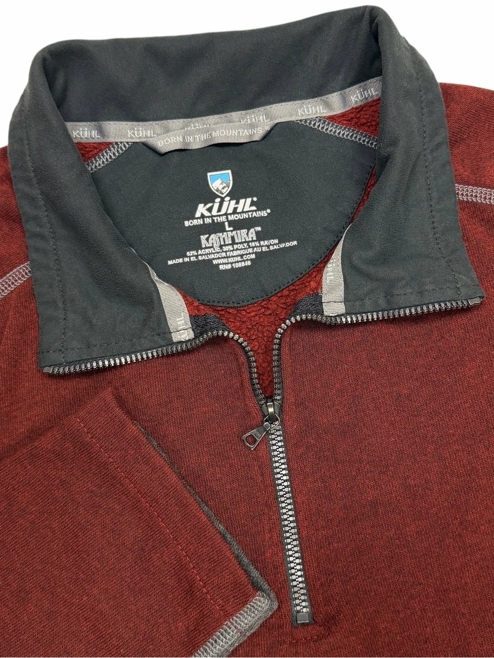 Kuhl Sweater Men Large Burgundy Revel Zip Fleece Pullover Performance Kashmira